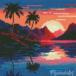 Figuredart Mini Diamond Painting 25X25Cm - Mer Et Coucher De Soleil | Broderie Diamant Paysages