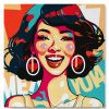 Figuredart Mini Peinture Par Numros 20X20Cm Avec Cadre Femme Souriante Pop Art | Pop Art