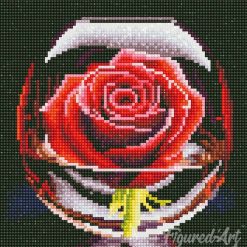 Figuredart Mini Diamond Painting 25X25Cm - Rose Rouge Dans Le Verre | Broderie Diamant Fleurs