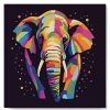 Figuredart Mini Peinture Par Numros 20X20Cm Avec Cadre Lphant Abstrait Pop Art | Animaux