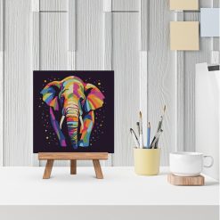 Figuredart Mini Peinture Par Numros 20X20Cm Avec Cadre Lphant Abstrait Pop Art | Animaux