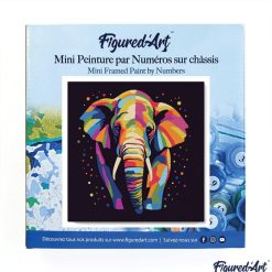 Figuredart Mini Peinture Par Numros 20X20Cm Avec Cadre Lphant Abstrait Pop Art | Animaux