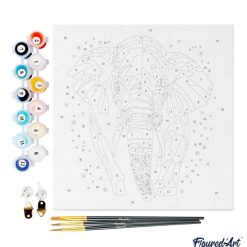 Figuredart Mini Peinture Par Numros 20X20Cm Avec Cadre Lphant Abstrait Pop Art | Animaux