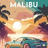 Figuredart Affiche Vintage Malibu | Affiche Vintage