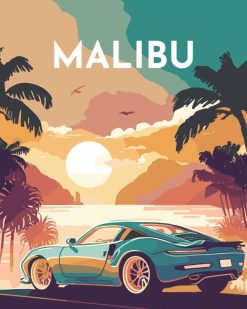 Figuredart Affiche Vintage Malibu | Affiche Vintage