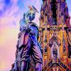 Figuredart Broderie Diamant - Statue Edinburgh 40X50Cm Toile Tendue Sur Ch00E2Ssis | Broderie Diamant Ville