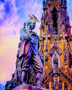 Figuredart Broderie Diamant - Statue Edinburgh 40X50Cm Toile Tendue Sur Ch00E2Ssis | Broderie Diamant Ville