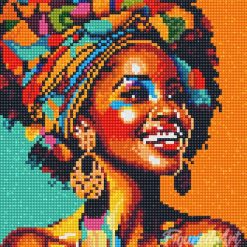 Figuredart Mini Diamond Painting 25X25Cm - Reine Africaine Pop Art | Broderie Diamant Romantique