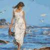 Figuredart Femme Marchant Au Bord De Mer | Paysages