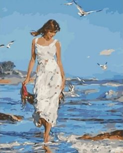 Figuredart Femme Marchant Au Bord De Mer | Paysages