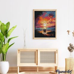 Figuredart Broderie Diamant - Couple Et Coucher De Soleil Color | Broderie Diamant Romantique