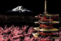 Figuredart Peinture Gratter - Mont Fuji Au Japon | Peinture A Gratter