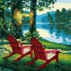 Figuredart Chaises Longues Prs Du Lac | Paysages