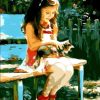 Figuredart Petite Fille Dans Le Parc Avec Son Chat | Romantique