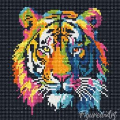 Figuredart Mini Diamond Painting 25X25Cm - Tigre Abstrait Pop Art | Broderie Diamant Animaux