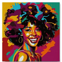 Figuredart Mini Peinture Par Numros 20X20Cm Avec Cadre Femme Afro Pop Art | Pop Art