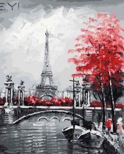 Figuredart Tour Eiffel Et Arbres Rouges | Ville