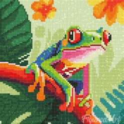 Figuredart Mini Diamond Painting 25X25Cm - Rainette Tropicale Aux Yeux Rouges | Broderie Diamant Animaux