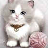 Figuredart Broderie Diamant - Chaton Et Pelote De Laine | Broderie Diamant Animaux