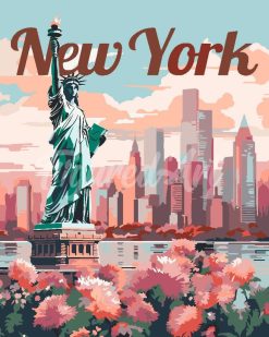 Figuredart Affiche De Voyage New York En Fleurs | Affiche Vintage