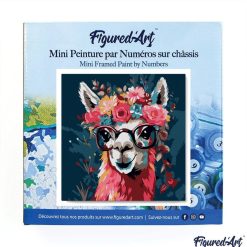 Figuredart Mini Peinture Par Numros 20X20Cm Avec Cadre Lama Fantaisie Et Fleurs | Fleurs