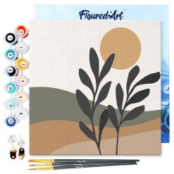 Figuredart Mini Peinture Par Numros 20X20Cm Avec Cadre Paysage Et Plante | Fleurs