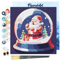 Figuredart Mini Peinture Par Numros 20X20Cm Avec Cadre Boule Neige Et Pre No00Ebl | Noel