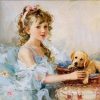 Figuredart Petite Fille Et Son Chiot | Romantique