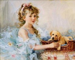 Figuredart Petite Fille Et Son Chiot | Romantique