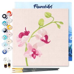 Figuredart Mini Peinture Par Numros 20X20Cm Avec Cadre Branche D'Orchide 2 | Fleurs