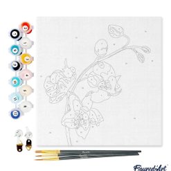 Figuredart Mini Peinture Par Numros 20X20Cm Avec Cadre Branche D'Orchide 2 | Fleurs