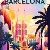 Figuredart Broderie Diamant - Affiche Poster Barcelone | Broderie Diamant Affiche Vintage