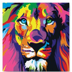 Figuredart Mini Peinture Par Numros 20X20Cm Avec Cadre Lion Pop Art | Animaux