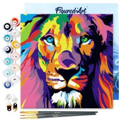 Figuredart Mini Peinture Par Numros 20X20Cm Avec Cadre Lion Pop Art | Animaux