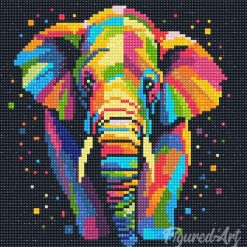 Figuredart Mini Diamond Painting 25X25Cm - Lphant Abstrait Pop Art | Broderie Diamant Animaux