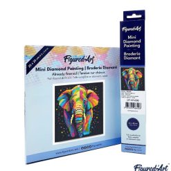 Figuredart Mini Diamond Painting 25X25Cm - Lphant Abstrait Pop Art | Broderie Diamant Animaux