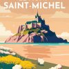 Figuredart Affiche Vintage Mont Saint-Michel | Paysages