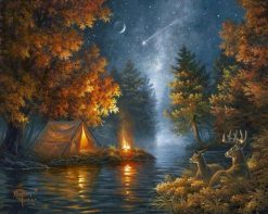 Figuredart Camping Sous Une Nuit Toile | Paysages