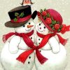 Figuredart Broderie Diamant - Bonhommes De Neige Amoureux | Broderie Diamant Noel