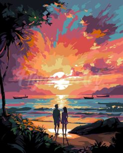 Figuredart Couple Et Coucher De Soleil Color | Romantique