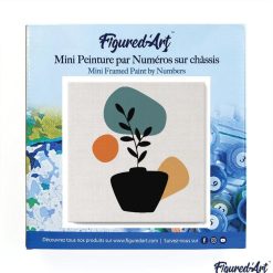 Figuredart Mini Peinture Par Numros 20X20Cm Avec Cadre Plante Et Pot Noir | Fleurs