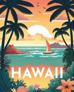 Figuredart Broderie Diamant - Affiche Poster Hawaii | Broderie Diamant Paysages