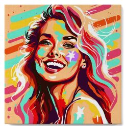 Figuredart Mini Peinture Par Numros 20X20Cm Avec Cadre Blonde Pop Art | Pop Art