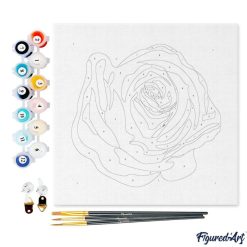 Figuredart Mini Peinture Par Numros 20X20Cm Avec Cadre Corolle De Rose 2 | Fleurs