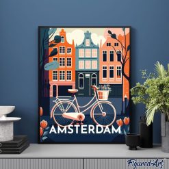 Figuredart Broderie Diamant - Affiche Poster Amsterdam | Broderie Diamant Affiche Vintage