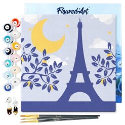 Figuredart Mini Peinture Par Numros 20X20Cm Avec Cadre Paris Sous La Lune | Ville