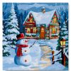 Figuredart Mini Peinture Par Numros 20X20Cm Avec Cadre Bonhomme De Neige Et Chaumire | Paysages