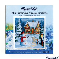 Figuredart Mini Peinture Par Numros 20X20Cm Avec Cadre Bonhomme De Neige Et Chaumire | Paysages