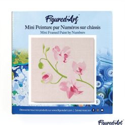 Figuredart Mini Peinture Par Numros 20X20Cm Avec Cadre Branche D'Orchide | Fleurs