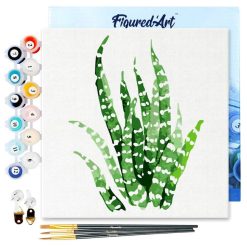 Figuredart Mini Peinture Par Numros 20X20Cm Avec Cadre Plante Grasse | Fleurs